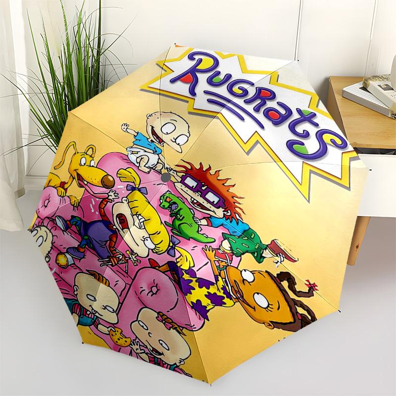 

Rugrats Themed Automatic Opening and Closing Umbrella, Compact Travel Umbrella, Lightweight and Portable, Suitable for Beach Commuting Busin