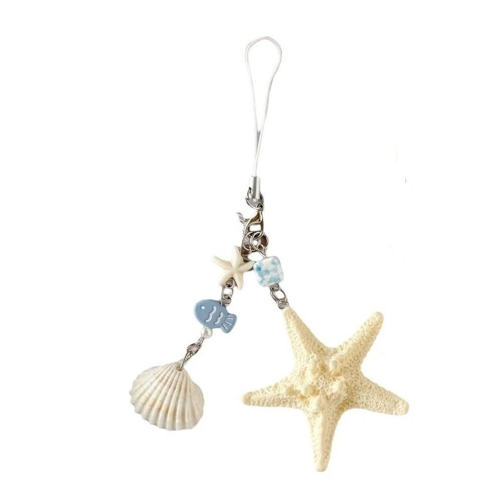 

Ornaments Beach Style Keychain Ocean Sea Series Fish Pendant Key Ring Bag Hanging Gifts Lanyard