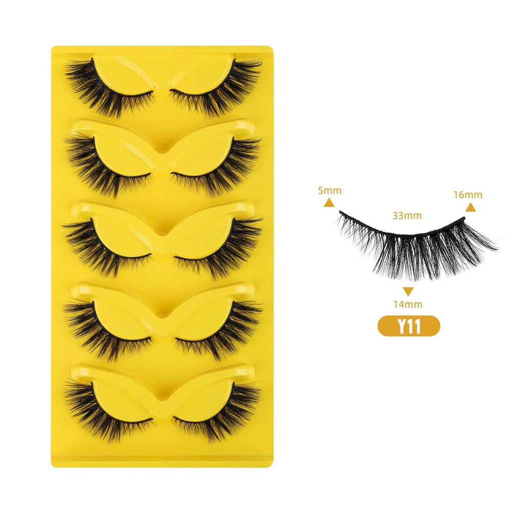 Five-Pair Set of Thick, Curly, 3D Fox-Eye Cat-Eye False Eyelashes