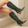 Western Boots Pointed Snake Tall Knight Boots Thick High Heel Boots 40-48 Large Size Boots