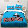 Set Biancheria da Letto Cartone Animato Carino F-Gatto Felix, Copripiumino Trapunta Set Letto Copripiumino Federa, Matrimoniale Queen Singolo Size Bambini Ragazzi Adulti