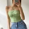 European And American Style Drawstring Neck Vest, Fashionable New Short Style Slim Fit Camisole Top For Women