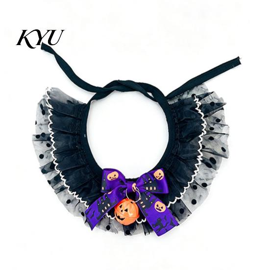 Funny Halloween Pet Accessories 1 Set Cat Costume, Wizard Hat And Lace Bandana, Ruffled Bib Witch Scarf with Bow Bell, Holiday Party Outfit for Small
