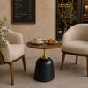 60 cm Round Side Table, Living Room Table with Metal Frame, Simple, Modern Tabletop in Walnut Look, Unique Round Desk for the Bedroom or Next to the