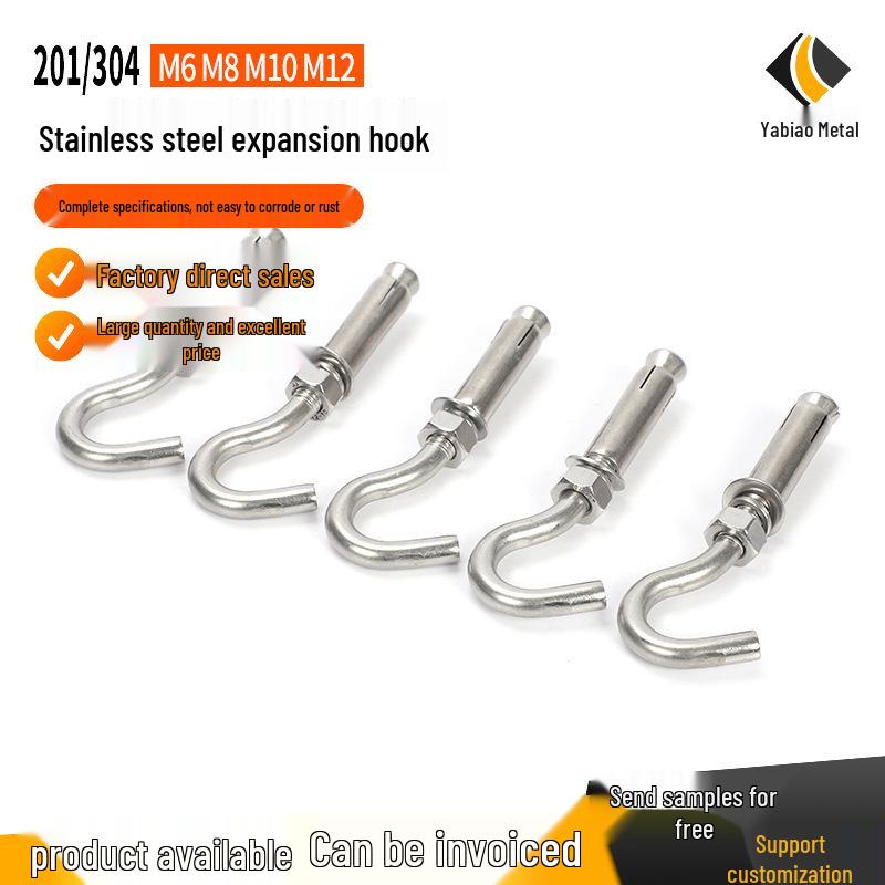 Stainless Steel Expansion Swing Hook for Manhole Covers, Net, M6/M8/M10/M12