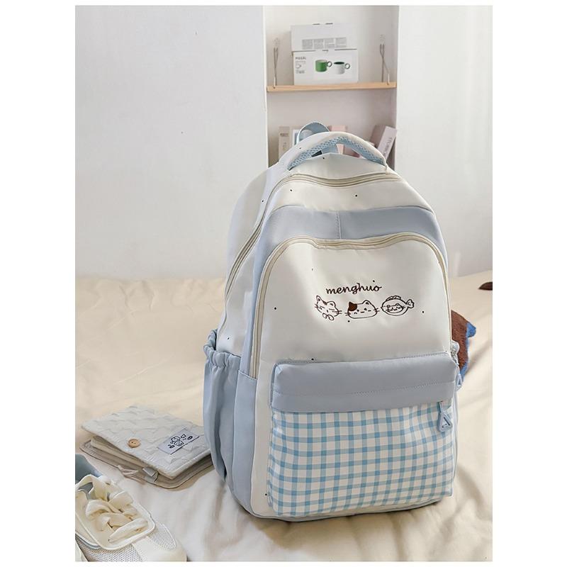 Lightweight and Large-capacity Backpack, New Japanese Ins, High-value, Fresh and Sweet Plaid, Junior High School Schoolbag.