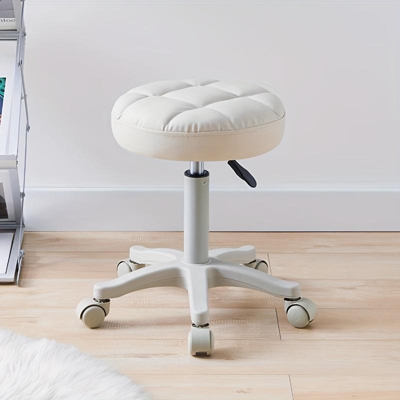 

Small Chair Round Rolling Stool with Wheels Faux Leather Height Adjustable Swivel Drafting Work Salon Stool Home Office Chair