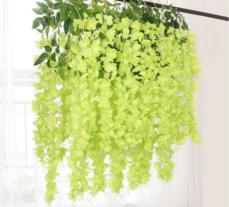 Artificial Wisteria Flower Garland: Violet Hanging Silk Vine for Weddings and Ceiling Decor