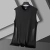 Summer Mesh Men Vest Sleeveless Printed Round Neck Ice Silk Basketball Loose Running Fitness Men Tank Tops T Shirt