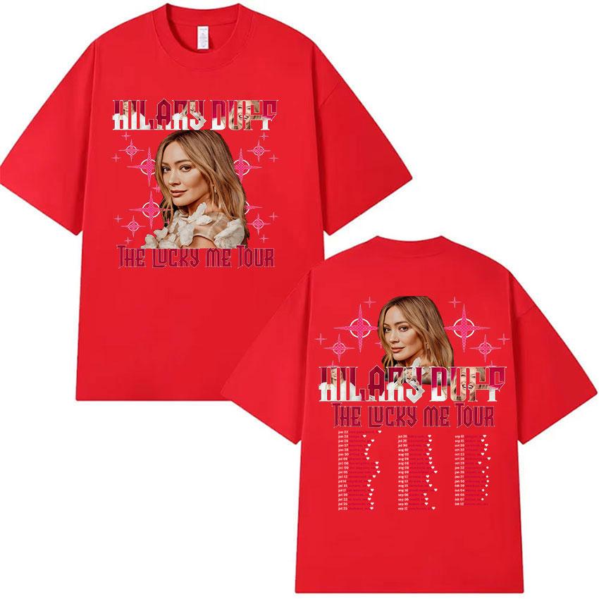 

Hilary Duff The Lucky Me Tour 2026 Print T Shirt Unisex Women Fashion Aesthetic Clothing Tshirts Vintage Oversized Cotton Tshirt S