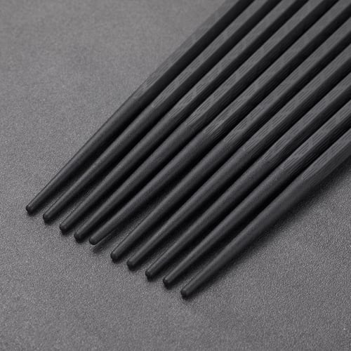TOUFEIYUAN Rutschfeste Essstäbchen, 10er-Set, Gewerbequalität, Spülmaschinenfest, Harz, Umweltfreundlich, Wiederverwendbar (Schwarz)