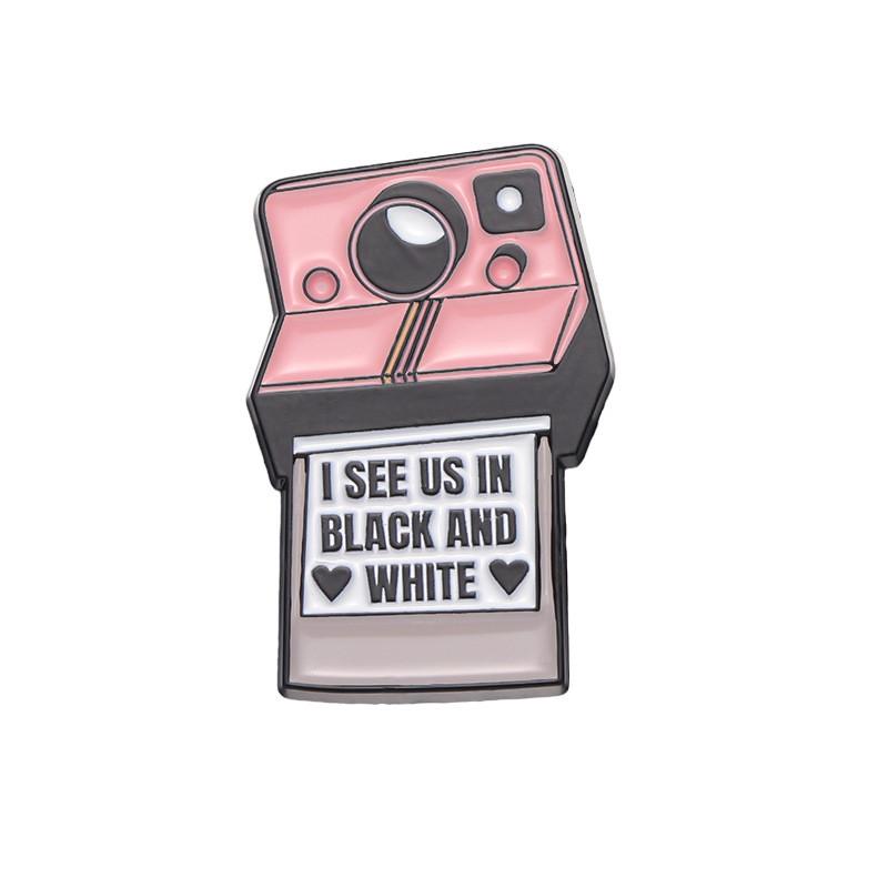 

Stylish Pink Letter Pin Creative Alloy Brooch Featuring Radio And Vinyl Record XZ8800