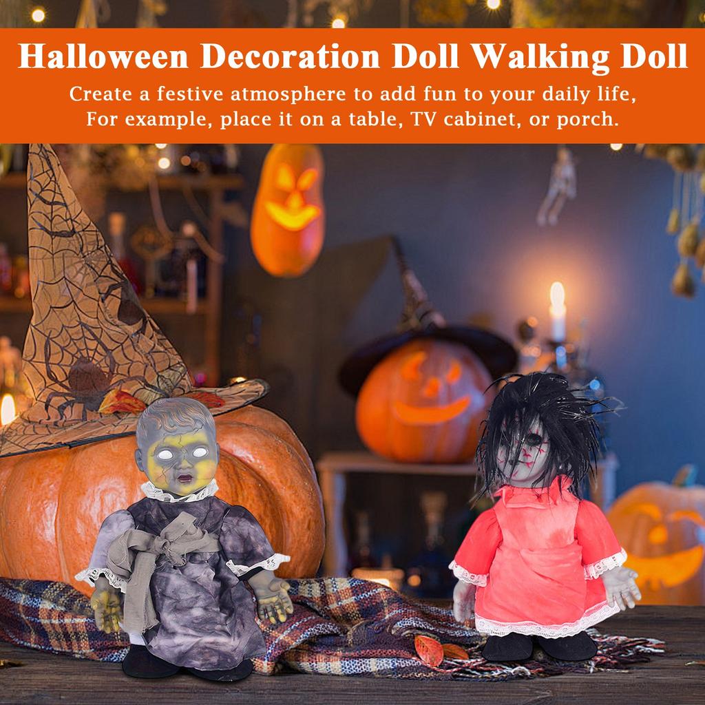 Halloween Decoration Doll Walking Doll Voice Control Induction Walking Luminous Bar Haunted House Scene Layout Display
