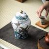 Creative Painted Phoenix Ceramic Tea Jar Large Capacity Storage Bottle Living Room Countertop Ornament Sealed Moisture-proof Jar