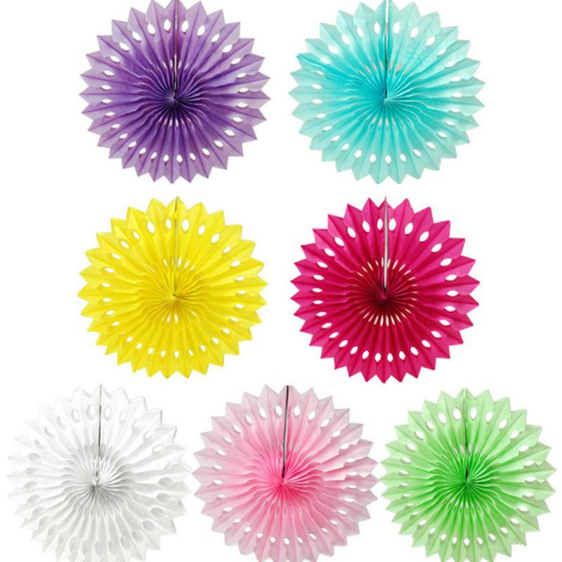 5pcs 25cm Tissue Paper Cut-out Paper Fans Pinwheels Hanging Flower Paper Crafts for Showers
