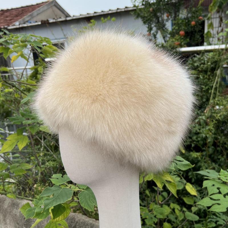 Unisex Thick Fur Dome Cap Retro Warm Flat Top Hat Outdoor Winter Accessories
