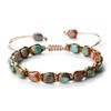 Vintage Bohemian Handmade Hemp Rope Bracelet Imperial Stone Beaded 3D Bead Charm Bangle