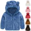 Crianças cor pura jaquetas de pele de pelúcia crianças urso orelha hoodies casacos meninos meninas inverno quente outerwear