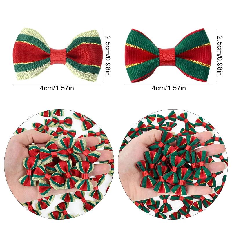10Pcs Christmas Satin Ribbon Bows Handmade Diy Gift Wrapping Decor Bow Craft Merry Christmas Hair Accessory Xmas  Year