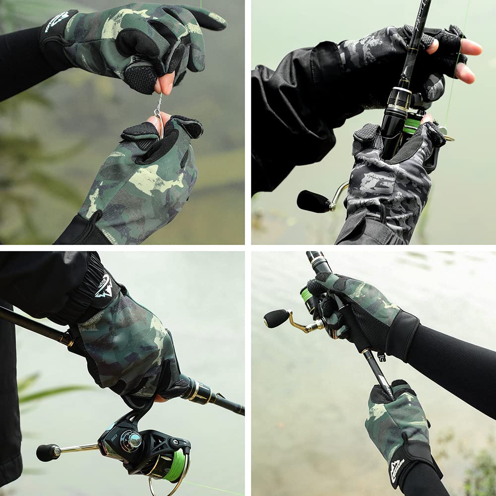 Fishing with Wrist Support to Prevent Suitable for and Size M Gloves, Open-Close, Three-Finger Opening, Non-Slip, Warm, Fleece-Lined, Waterproof,