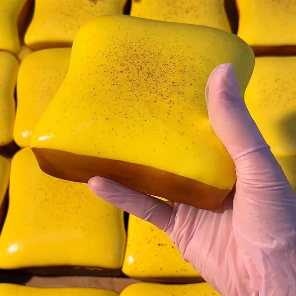 Squishy Butter Toast Squeeze Toy Stress Relief Slow Rising Sensory Fidget for Anxiety ADHD Autism Gifts Kids Adults ASMR Fun