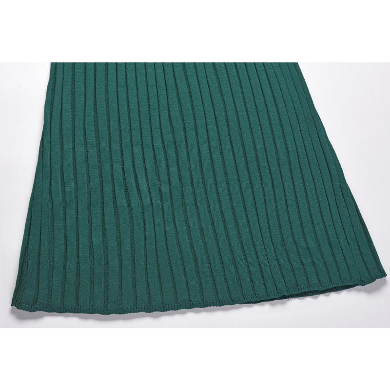 Women's Autumn and Winter Knitted Dress Slim Pleated Mid-length Bottoming Sweater Dress