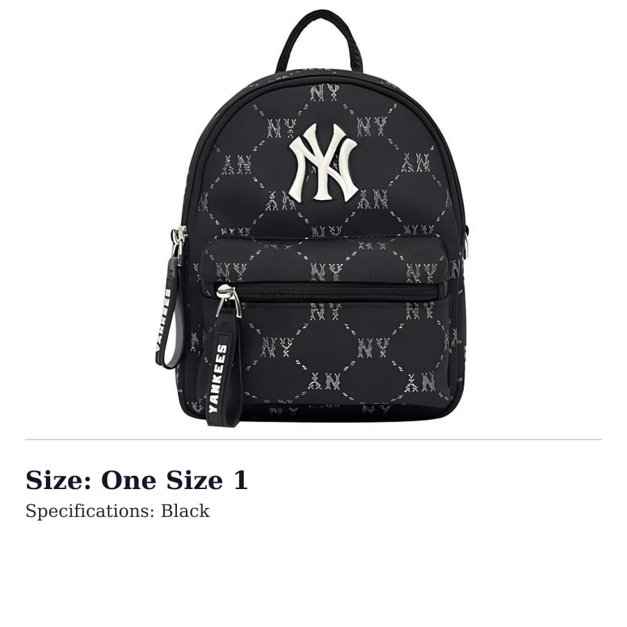 MLB Monogram New York Yankees Polyester Backpack Mini Unisex Black 7ABKM012N-50BKS