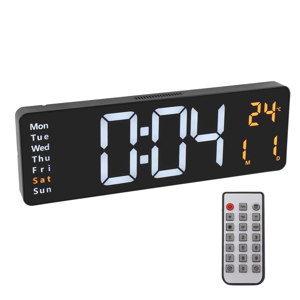 LED Digital Clock Large Screen Wall Mounted Clock with Remote Control 10 Level Adjustable Brightness Date Temperature