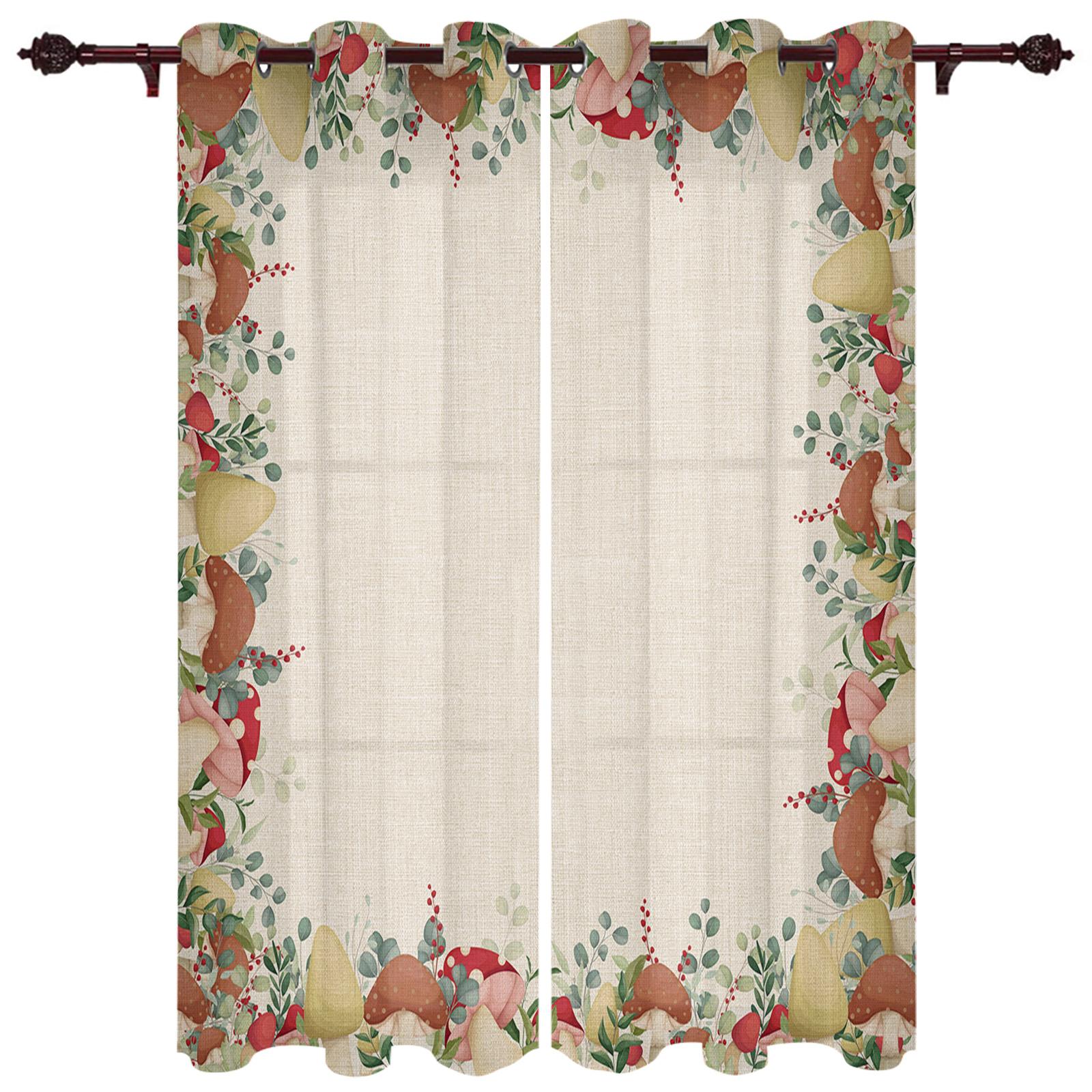 Грибное растение Винтажные современные оконные шторы для гостиной — фото 12