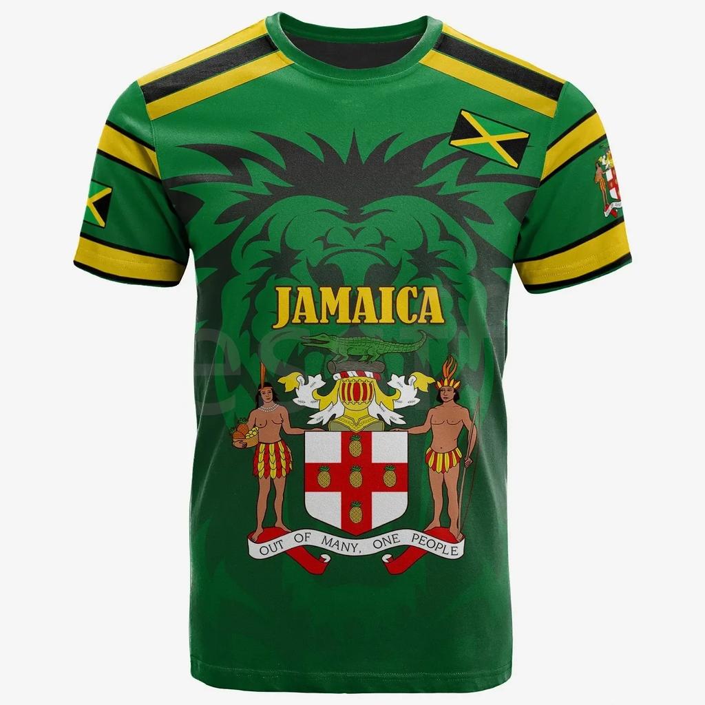 Tessffel Jamaikos Liūto Emblema Vasaros Naujos Mados 3D Spausdinimo Viršutiniai Marškinėliai T-shirt Vyrams Moterims Trumpomis Rankovėmis Streetwear Stilius-8