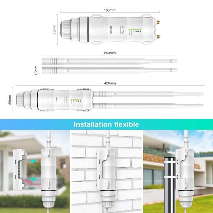 Point d'accès Wi-Fi - Wavlink - 570HA1 - Étanche IP65 - 2 antennes omnidirectionnelles - 802.11AC