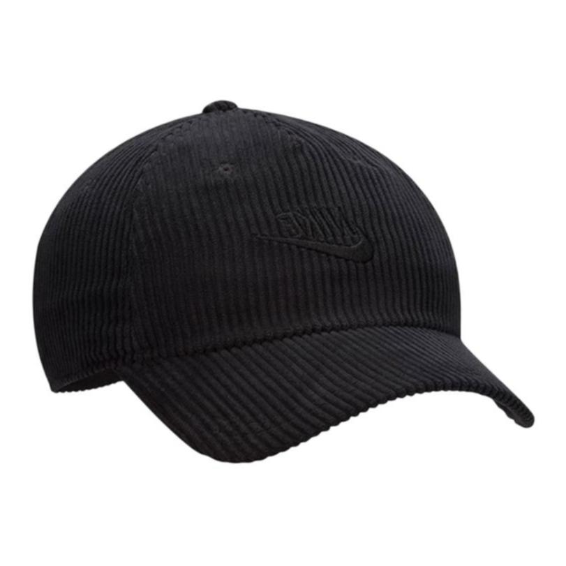 Nike Solid Color Design Corduroy Baseball Cap Unisex hats Black HF8919010