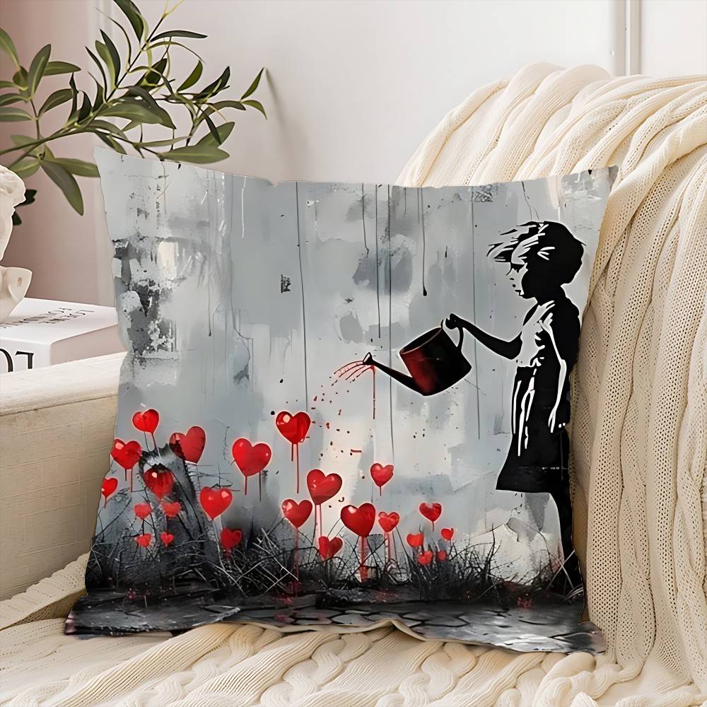 Banksy Street Graffiti Pillow Case Cushion Cover Soft Cute Throw Pillow Case For Car Sofa Pillowcase Polyester With Zipper