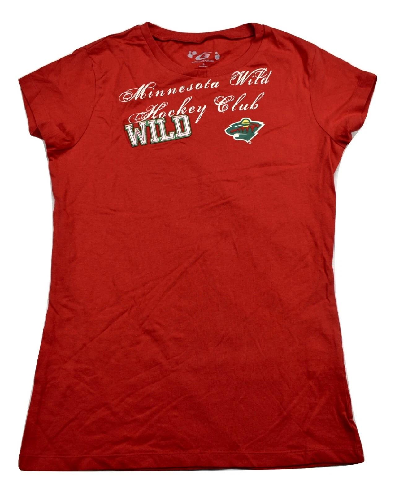 GIII By Carl Banks Womens NHL Minnesota Wild Hockey Club Red Shirt New S-2XL S
