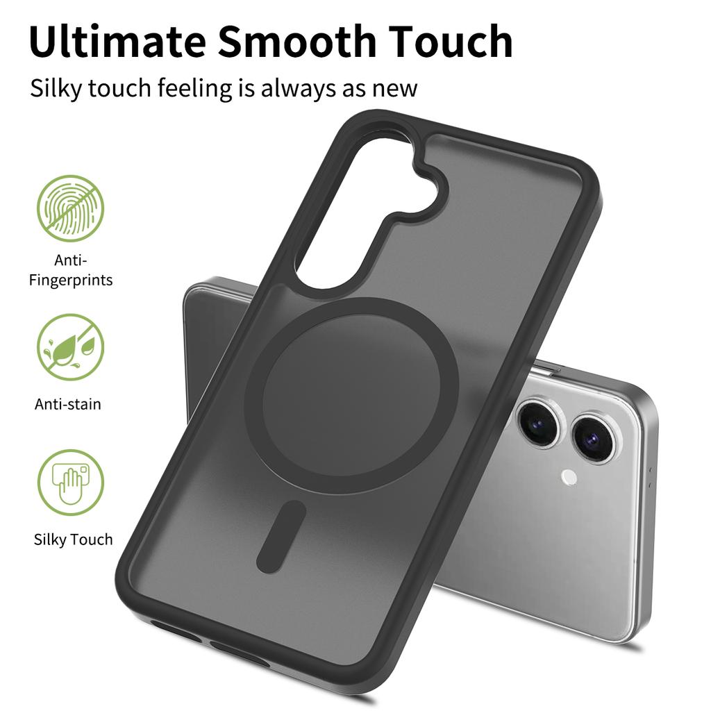 For Samsung Galaxy S25/S24 Magnetic Case TPU Frame Acrylic Back Phone Cover Skin Touch