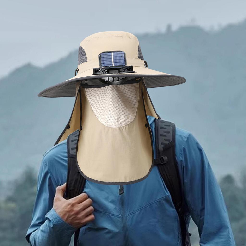 Outdoor Solar Fan Hat Fisherman Lightweight Adjustable Cooling Sun Protection Fishing