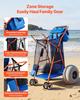 Strandkarre mit großen Rädern für Sand, 75 kg Tragfähigkeit, Robuster faltbarer Strandwagen mit 320 mm Ballonrädern, Isolierte Kühltasche, Sonnenschirm