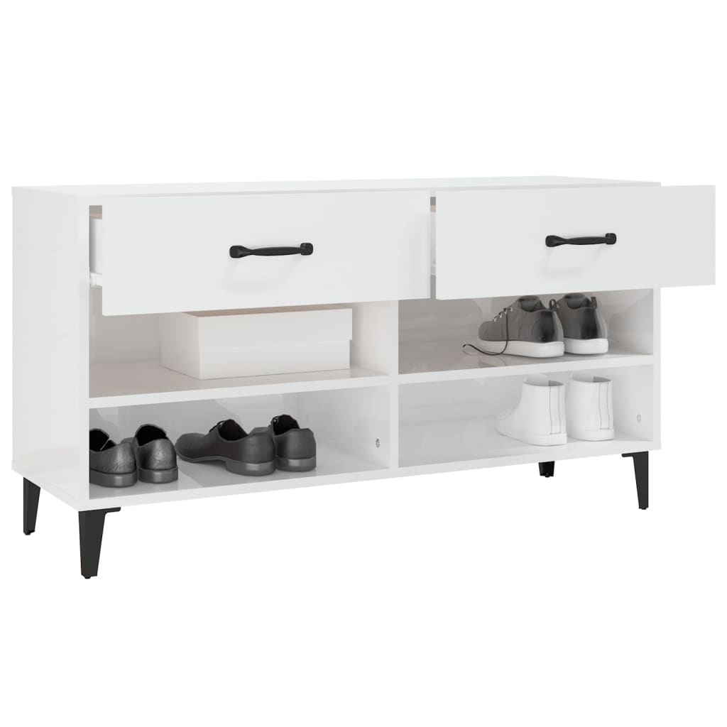 Vidaxl Szafka Na Buty, Wysoki Połysk, Biała, 102X35X55 Cm