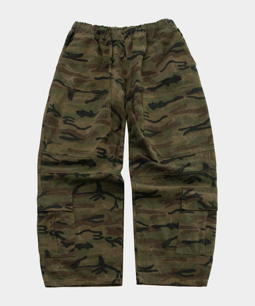 SOMEPLACE MAN Camo Washed Big Pocket Elastic Strap Rockstar Wide Cargo Pants [Khaki]