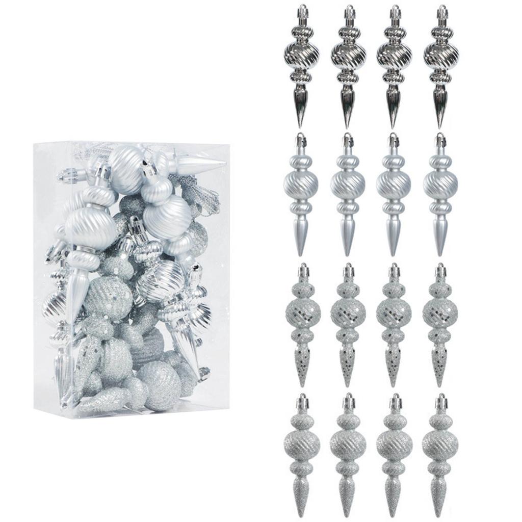 Plastic Christmas Tree Ornament Hand Painted Long Pointed Unique Shape Holiday Decoration For Window Display