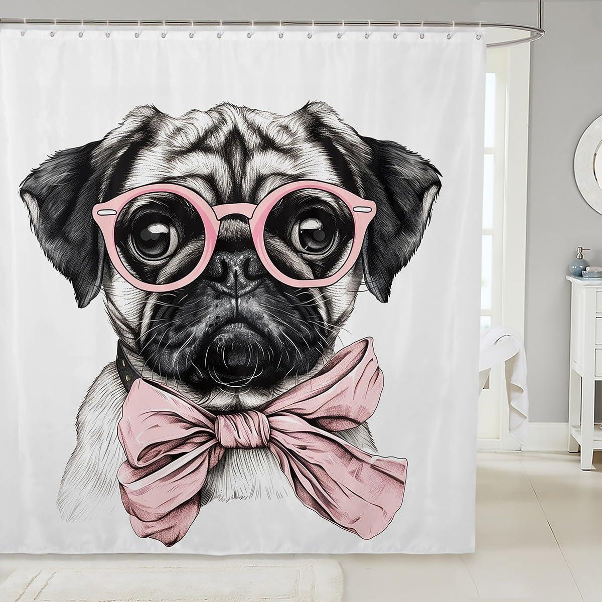 

Beautiful Bow Shower Curtain Pink Heart Bow Gift Girl S Room Simple European Polyester Shower Curtains Bathroom Decor With Hooks W60H190(CM)-1 Pcs