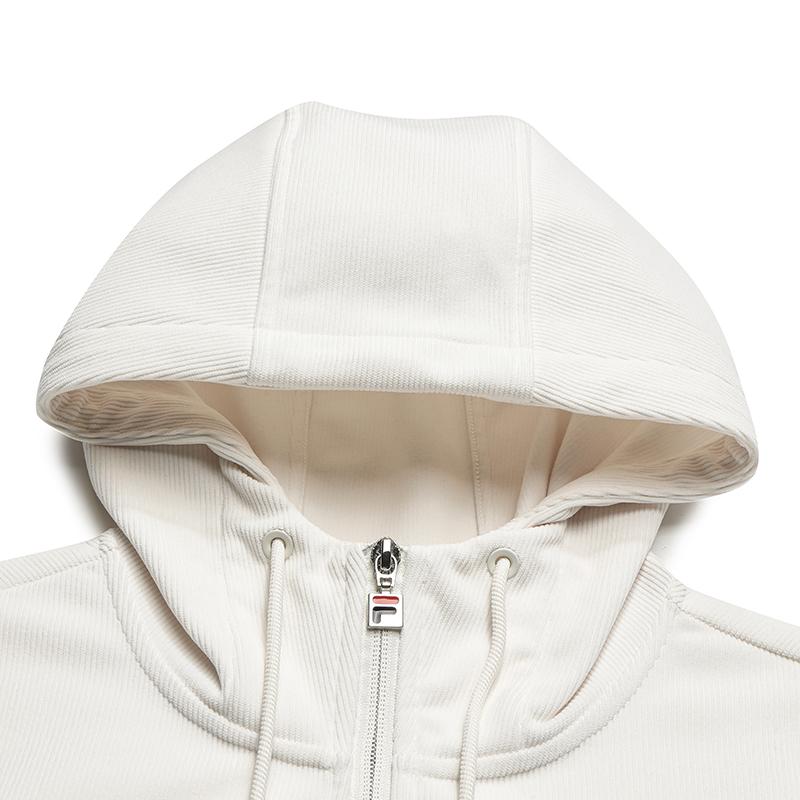 Fila Classic Comfortable Hooded Knit Jacket Women Jackets White F61W543501F-IV