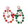 Santa Claus Plush Beads Keychain Christmas Tree Beaded Cell Phone Lanyard  Birthday Gift