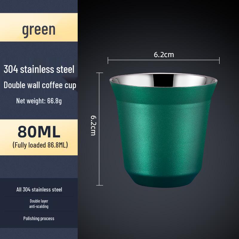 Italian Capsule Coffee Cup - 304 Stainless Steel, Double-Layer Insulated, Food-Grade, Latte Gift