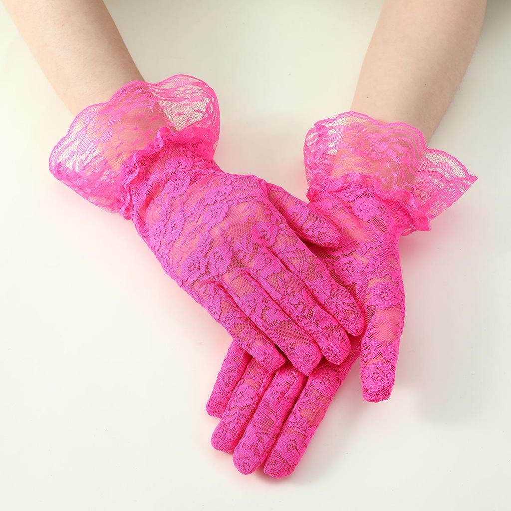 Women's Lace Floral Sun Protection Mesh Gloves - Sexy, Breathable, Bridal Arm Sleeves