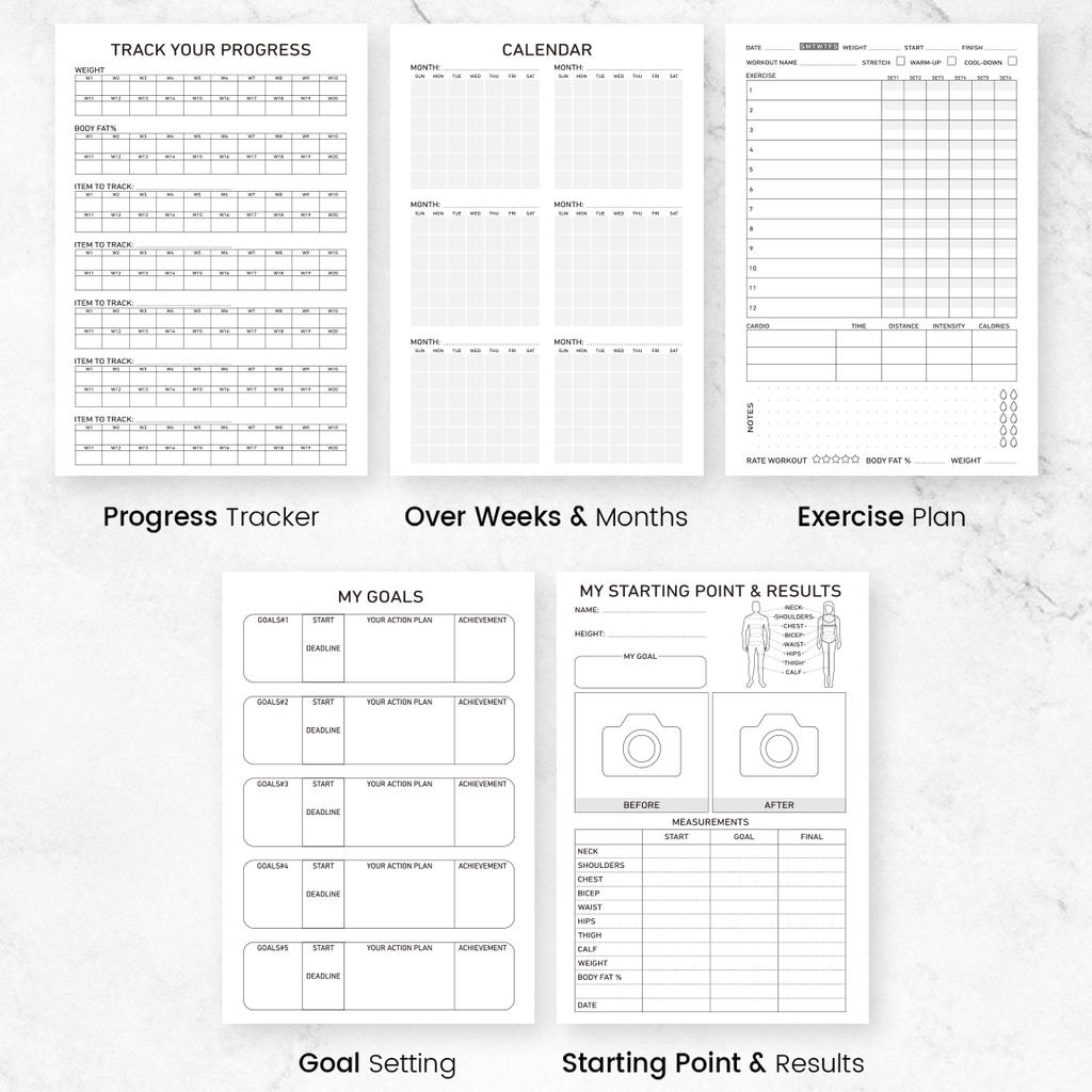 Workout Journal Spiral Notebook A5 Fitness Planner Daily Gym Log Exercise Tracker With Stickers  Progress Pages