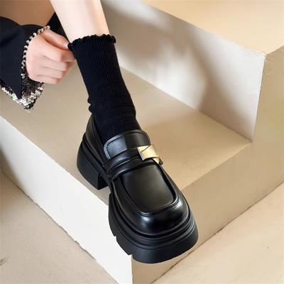 Black Platform British Small Leather Shoes Women's 2025 Summer New Retro Versatile Loafers Mary Jane