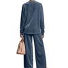Women's Velour Hoodie and Wide Leg Pants Set High Waist Flowy Suit with Draping Fabric