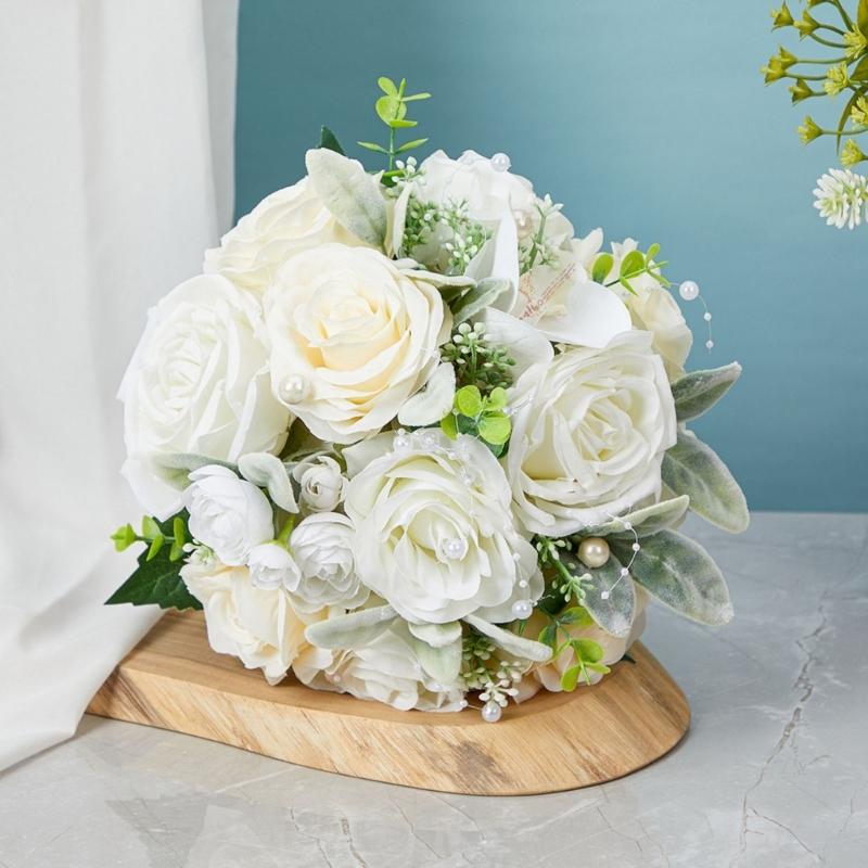 Bridal Bouquets for Wedding, Simulation Rose Bride Wedding Bouquet Wedding Decorations for Ceremony, Anniversary