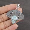 Natural Republic Larimar Gemstone 925 Sterling Silver Jewelry  Pendant 1.64" AJP-1988
